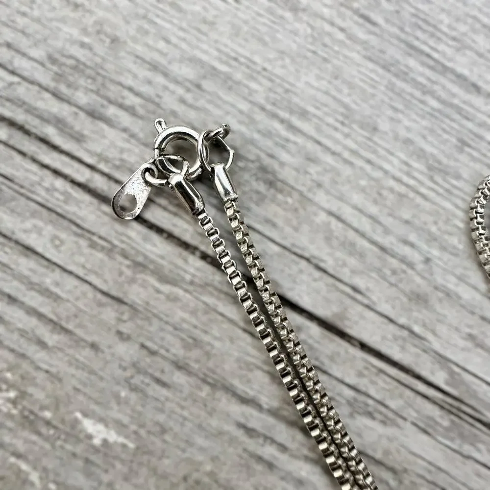 Grunge Cross Necklace Silver Tone Industrial Emo Goth Punk Distressed 18”